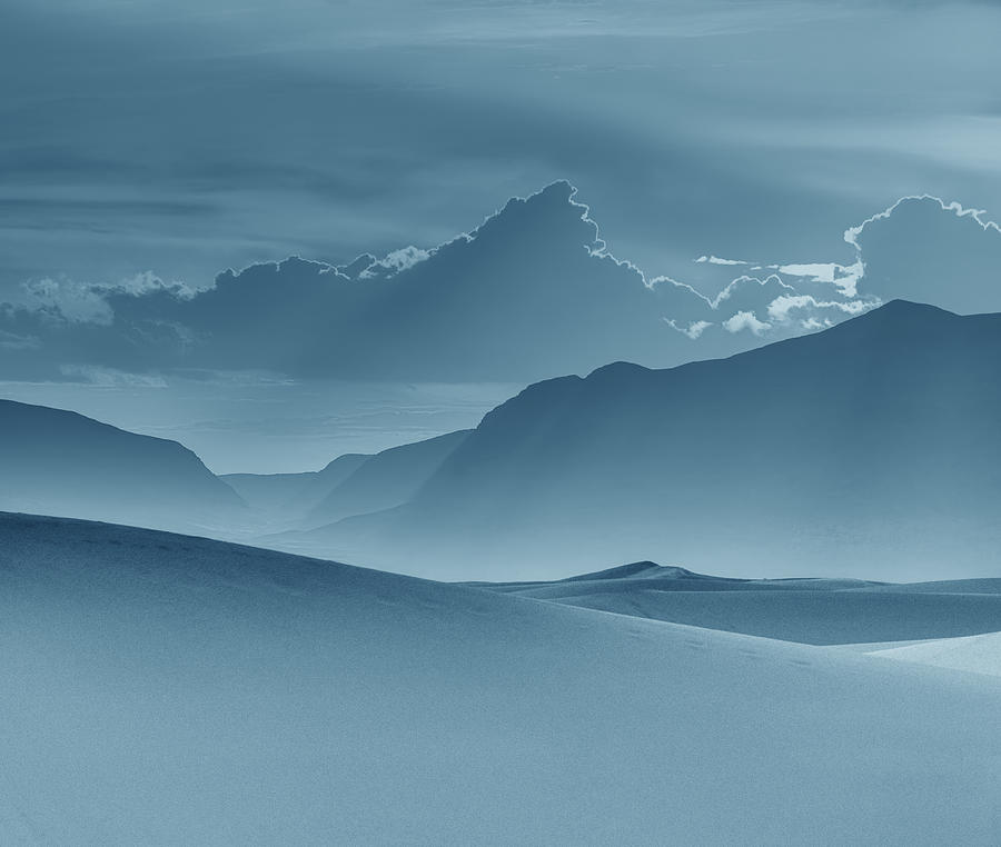 Evening Stillness - White Sands - Duvet in Blue Photograph by Nikolyn McDonald