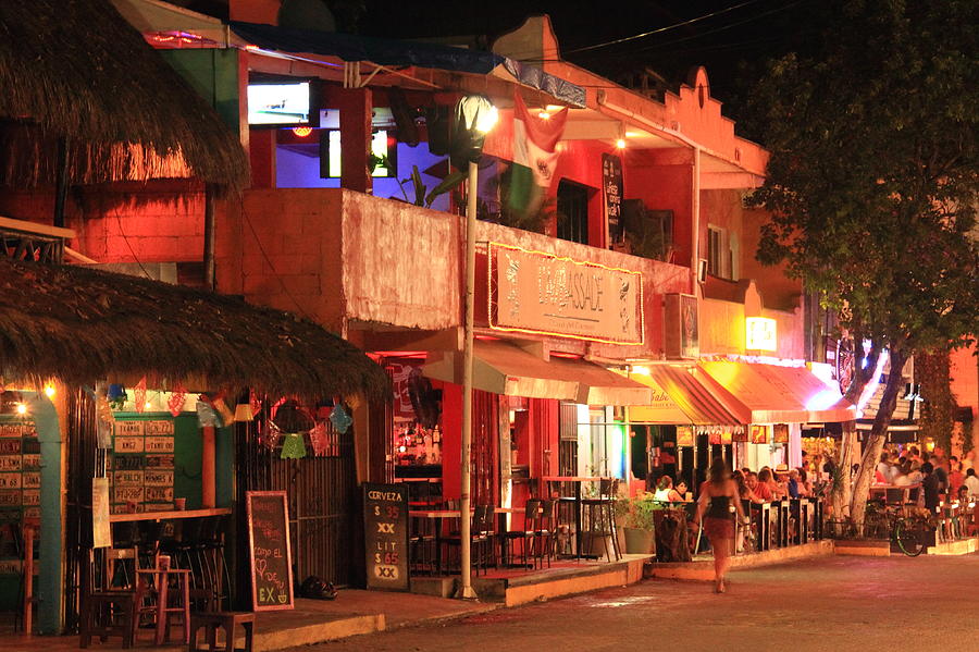 Evening Street Scene Playa Del Carmen Mexico Photograph by Roupen Baker