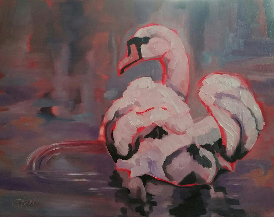 Swan Painting - Evening Swan by Leni Tarleton