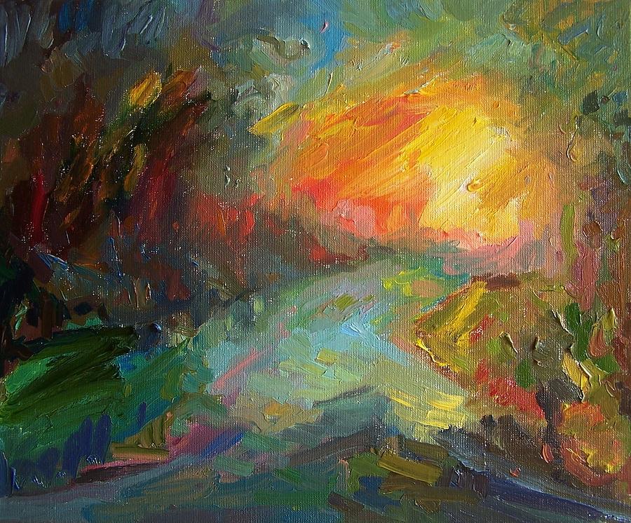 Sunset Painting - Evening Tale II by Roland Oil Painting