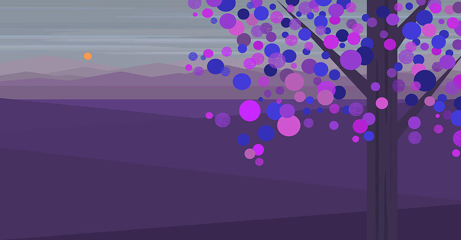 Evening Tree - Purple Digital Art by Val Arie