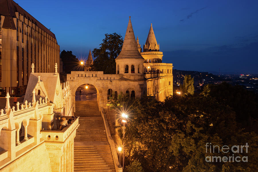 Evening View of the Fisherman Bastion Photograph by Bob Phillips