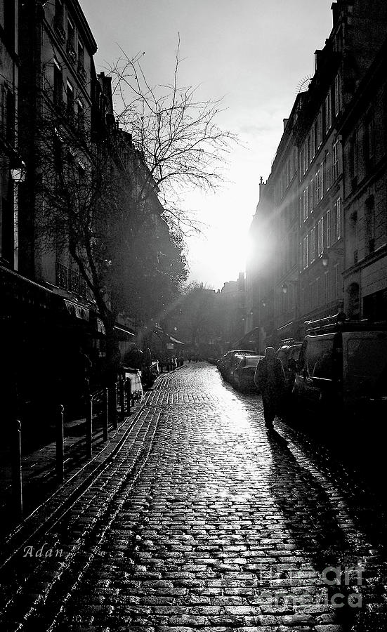 Evening Walk in Paris BW Photograph by Felipe Adan Lerma