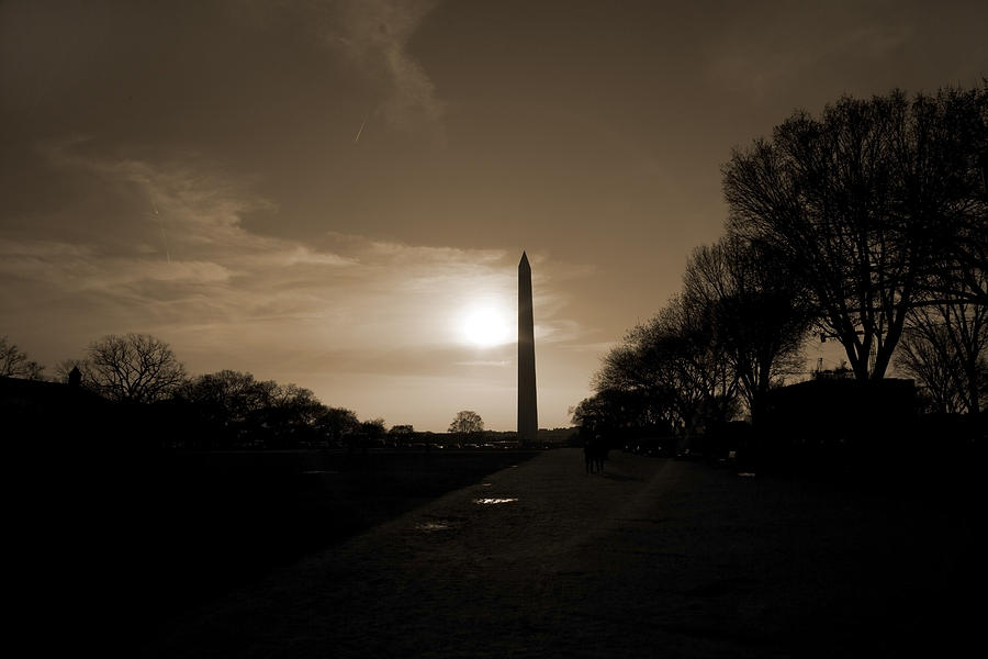 Sunset Photograph - Evening Washington Monument Silhouette by Betsy Knapp
