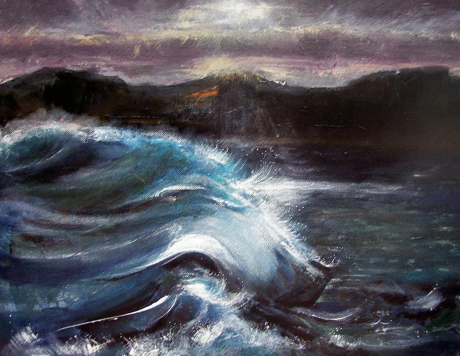 Evening Wave Painting by Valerie Wolf | Fine Art America