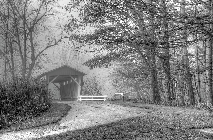 Everett Covered Bridge Black And White Photograph by Ann Bridges