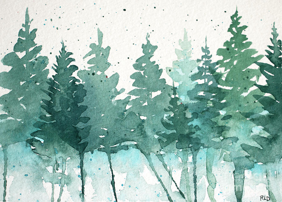 Evergreen Abstract Painting by Rebecca Davis