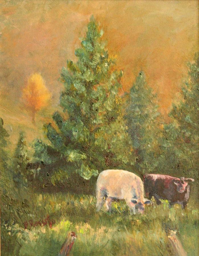 Evergreen Pastures Painting by B Rossitto
