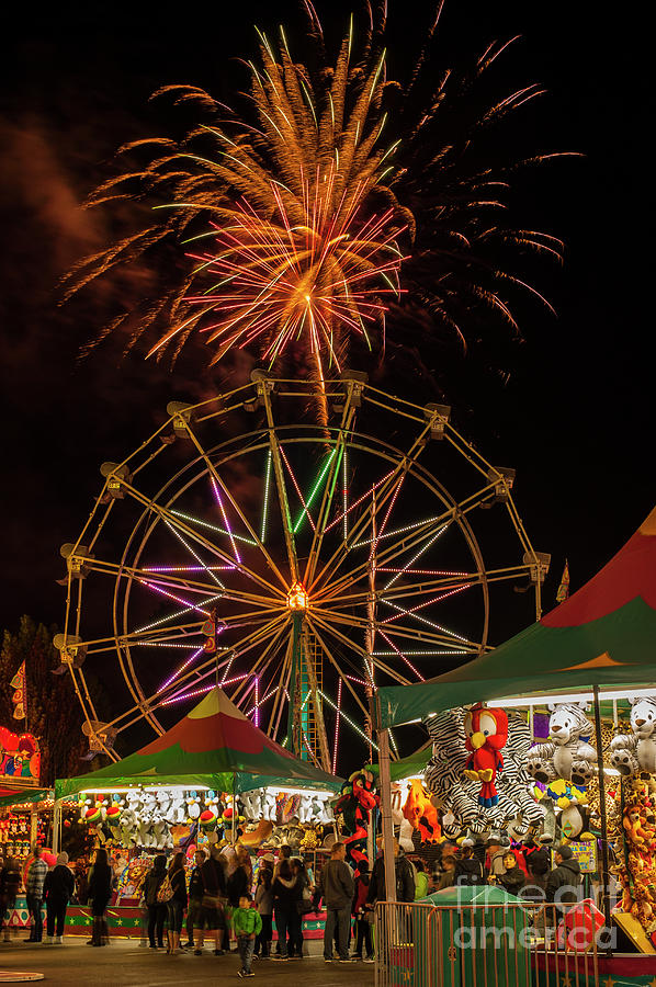 Evergreen State Fair Fireworks Display Photograph by Jim Corwin Pixels
