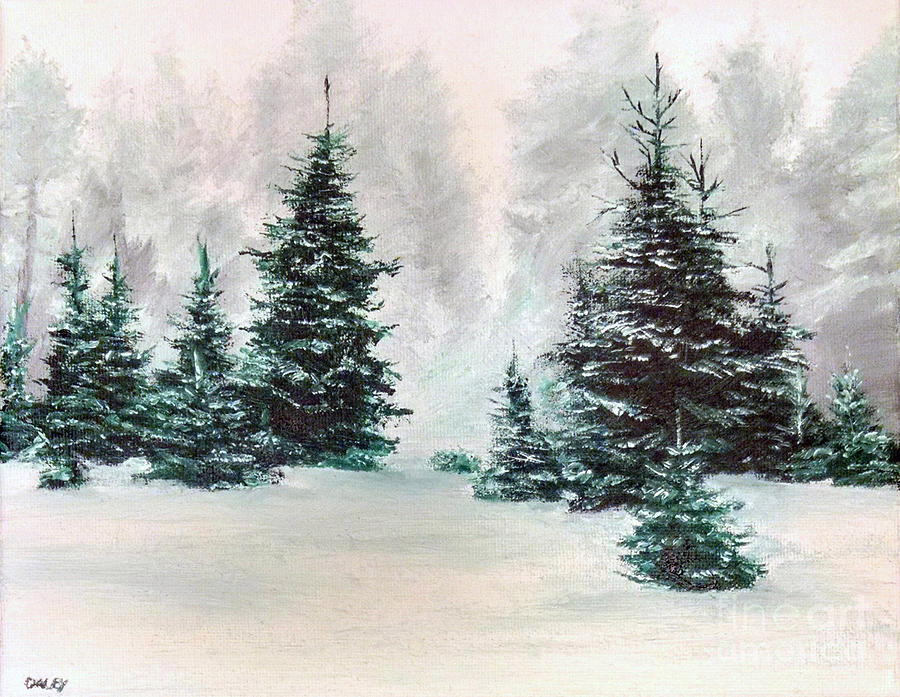 Tree Painting - Evergreen Stand In Snow by Shane Daley