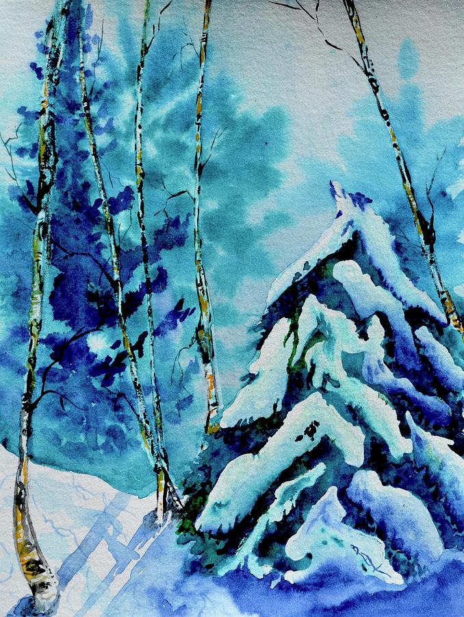 Evergreens And Aspens In Snow Painting by Beverley Harper Tinsley