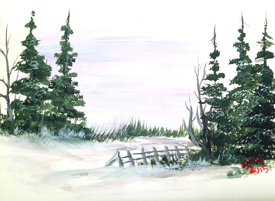 Evergreens in snow Painting by Dorothy Maier