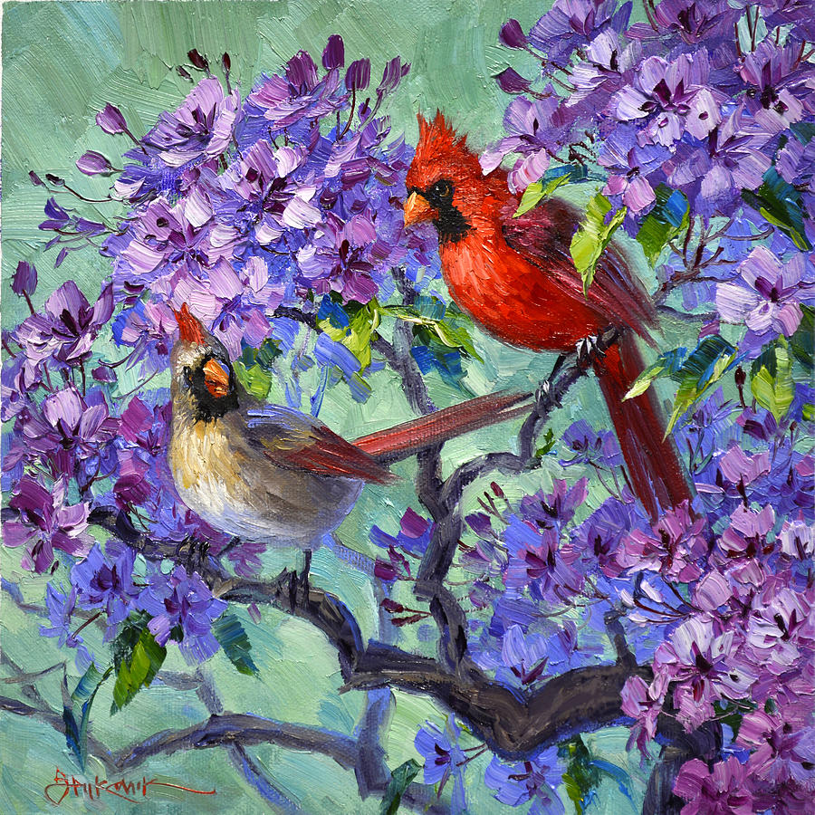 Bird Painting - Everlasting Bond by Mikki Senkarik