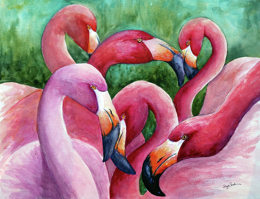 Flamingo Painting - Everyone Looks Good in Pink by Susy Soulies