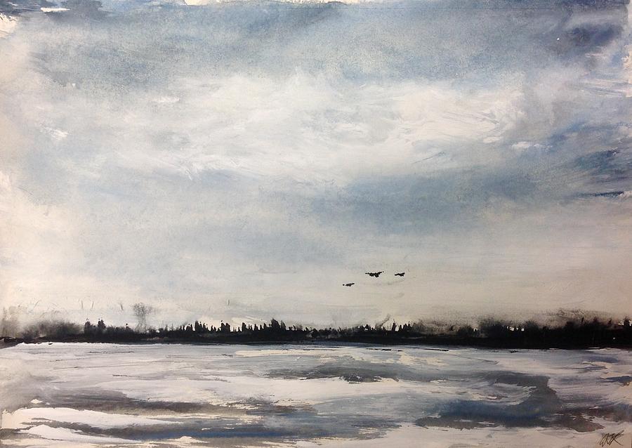 Evil Geese - Windy Fall Day Painting by Desmond Raymond