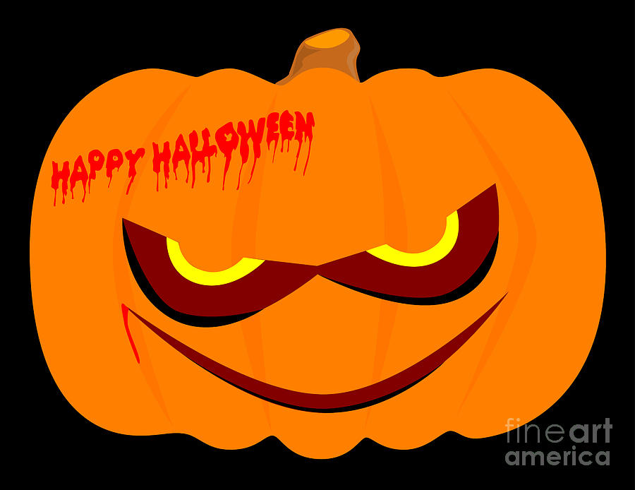 Evil Halloween Pumpkin Digital Art by Bigalbaloo Stock