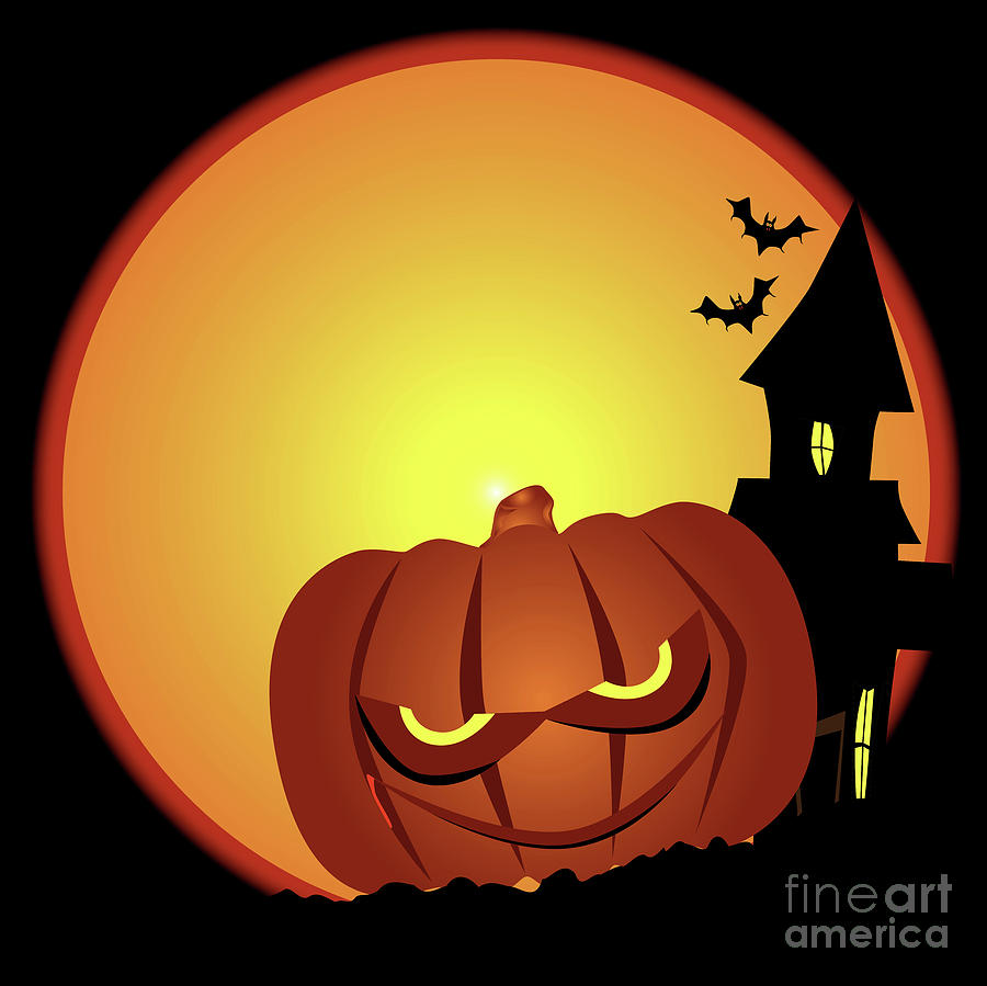 Evil Halloween Pumpkin Scene Digital Art by Bigalbaloo Stock