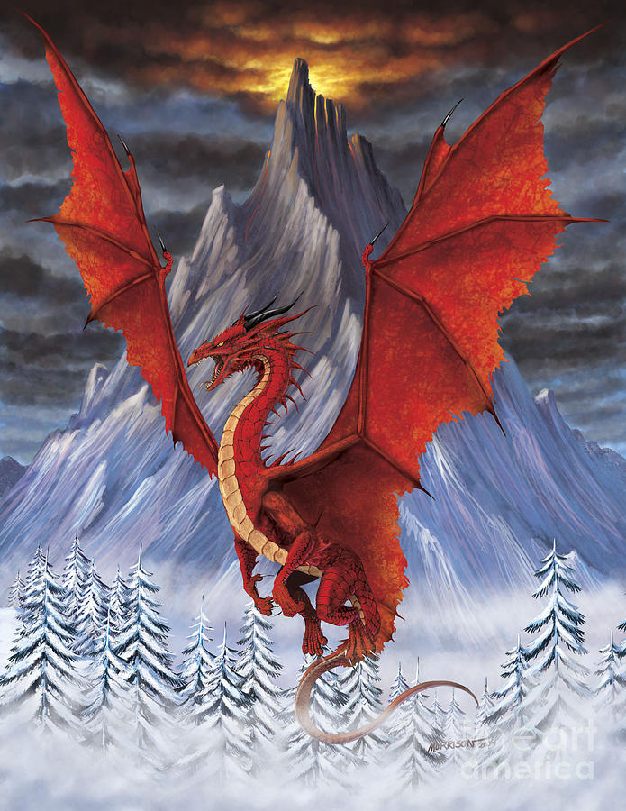 Fantasy Digital Art - Evil Red Dragon by Stanley Morrison
