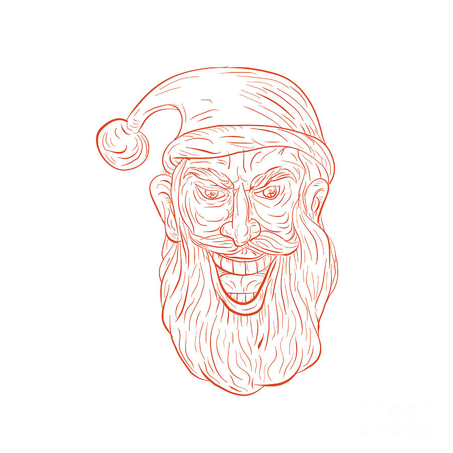 Evil Santa Claus Head Drawing Digital Art by Aloysius Patrimonio Fine