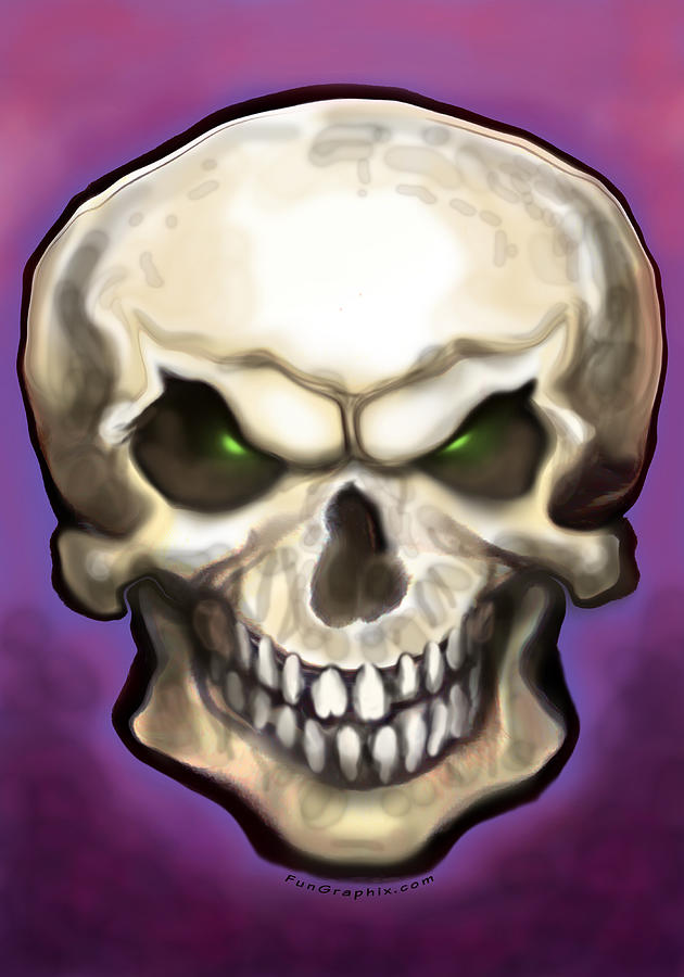 Evil Skull Painting by Kevin Middleton