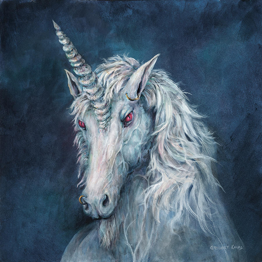 Evil Unicorn Painting by Gregory Karas