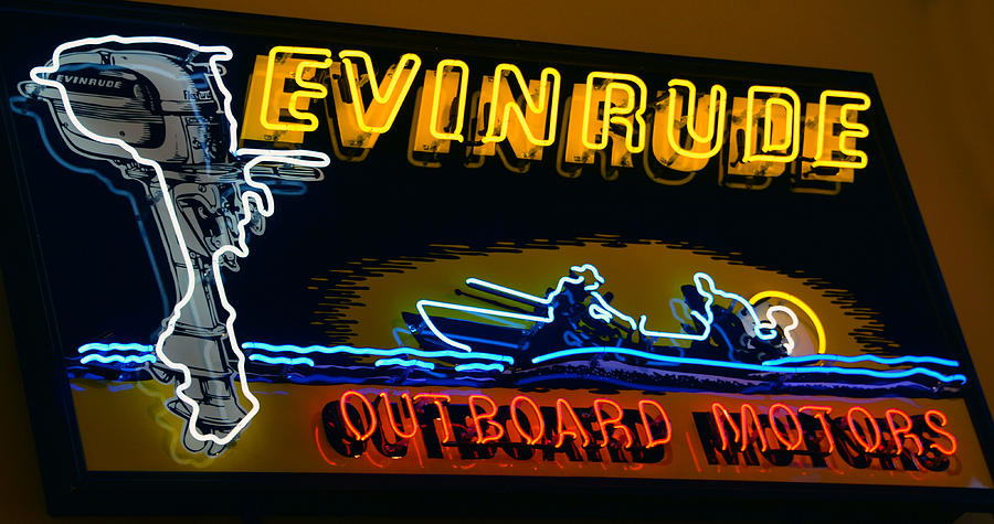 Evinrude neon sign Photograph by David Lee Thompson