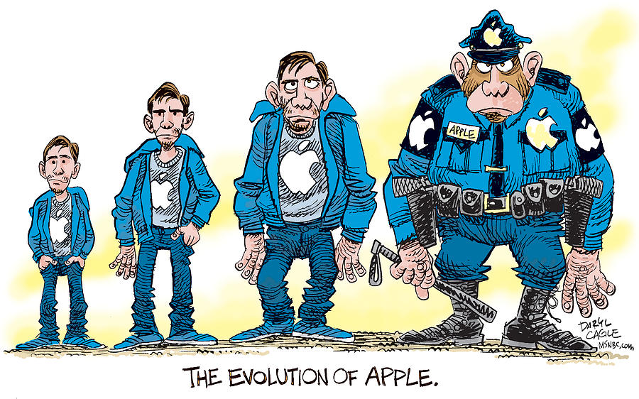 Justin Long Drawing - Evolution of Apple by Daryl Cagle Justin Long Drawing - Evolution of Apple by Daryl Cagle