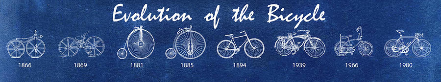 Bicycle Photograph - Evolution of the Bicycle in Blue by Bill Cannon