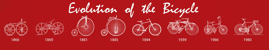 Evolution of the Bicycle in Bright Red Photograph by Bill Cannon - Fine ...