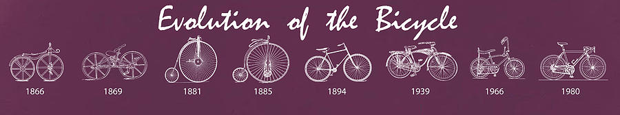 Evolution Of The Bicycle In Red Photograph By Bill Cannon - Fine Art 