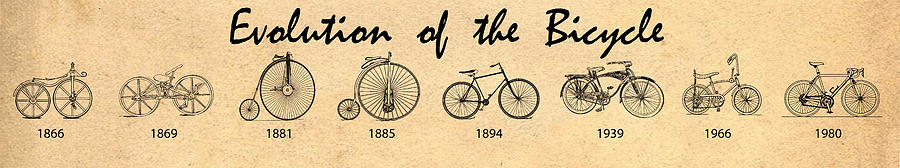 Evolution of the Bicycle Sepia Photograph by Bill Cannon