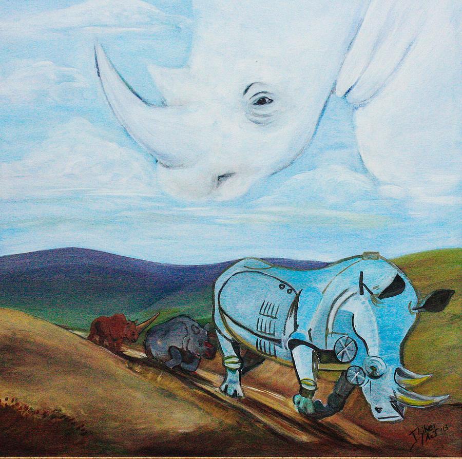 Evolution of the Rhinocerotidae Painting by Jeanne Silver - Fine Art ...