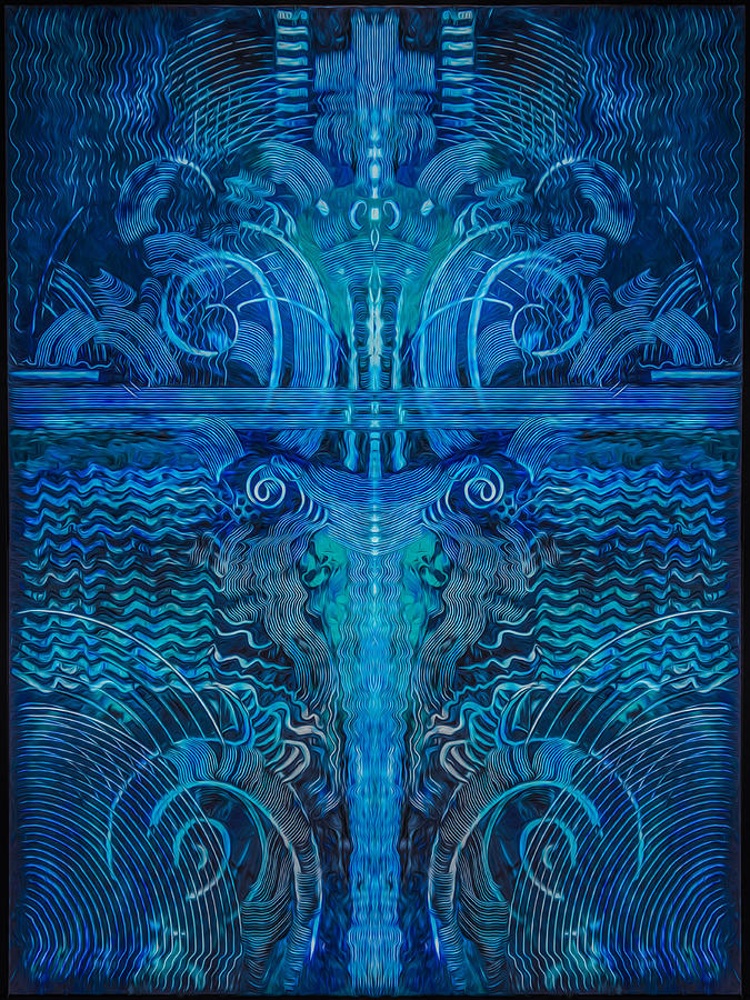 Evolving in Blue Digital Art by Judith Barath