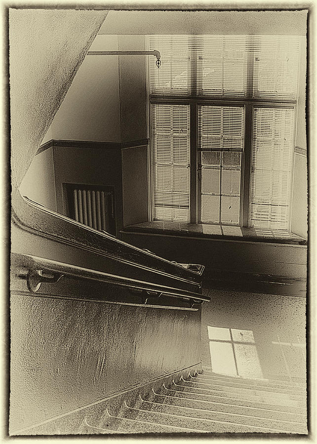 Vintage Photograph - Example School Stairway by David Patterson