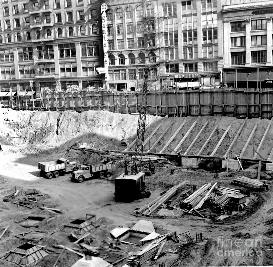 San Francisco Photograph - Excavation,  Union Square, parking Garage  July 13, 1941 by Monterey County Historical Society