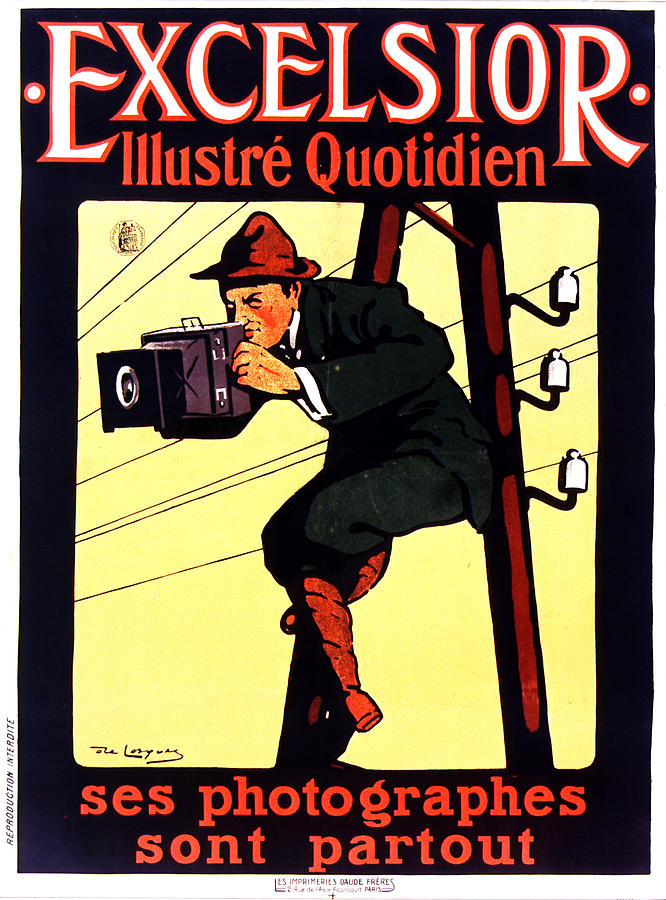 Excelsior Journal - Illustre Quotidien - Vintage French Magazine Advertising Poster - Newspaper Mixed Media