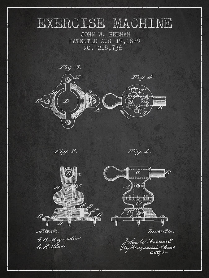 Vintage Digital Art - Exercise Machine Patent from 1879 - Charcoal by Aged Pixel
