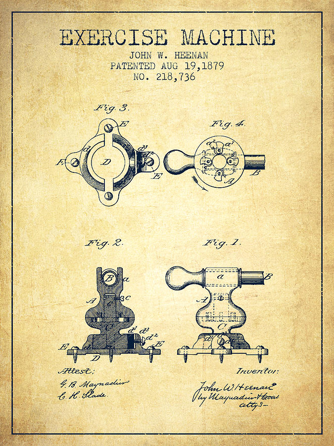 Vintage Digital Art - Exercise Machine Patent from 1879 - Vintage by Aged Pixel