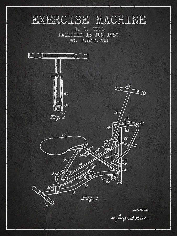 Vintage Digital Art - Exercise Machine Patent from 1953 - Charcoal by Aged Pixel
