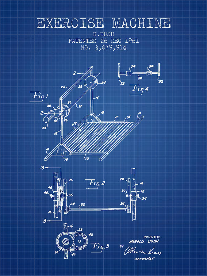 Exercise Machine Patent From 1961 - Blueprint Digital Art