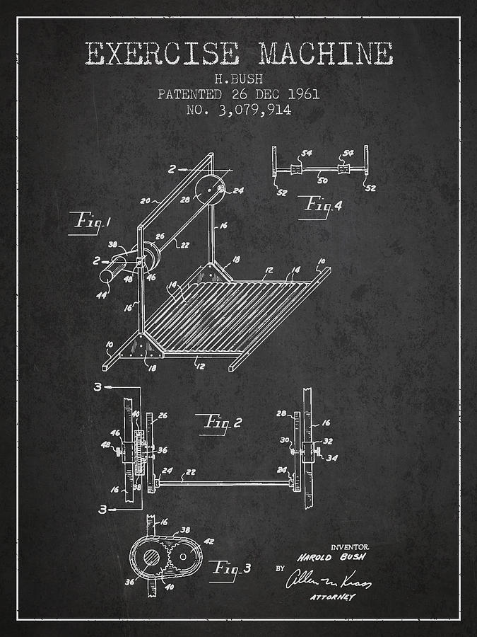 Vintage Digital Art - Exercise Machine Patent from 1961 - Charcoal by Aged Pixel