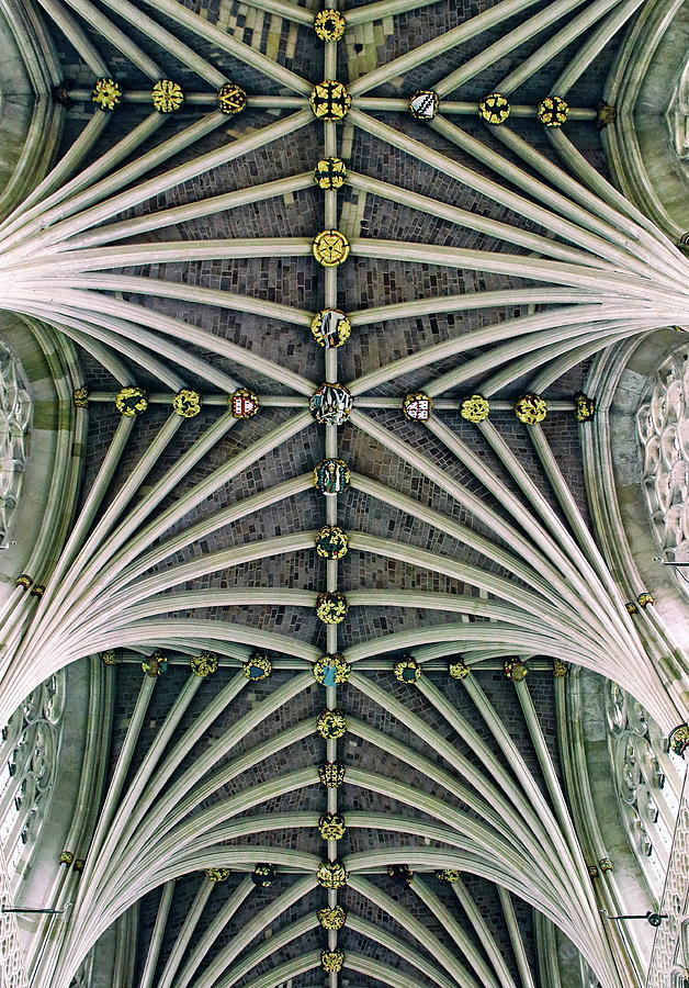 Exeter Cathedral Vaulted ceiling Photograph by Jeff Townsend