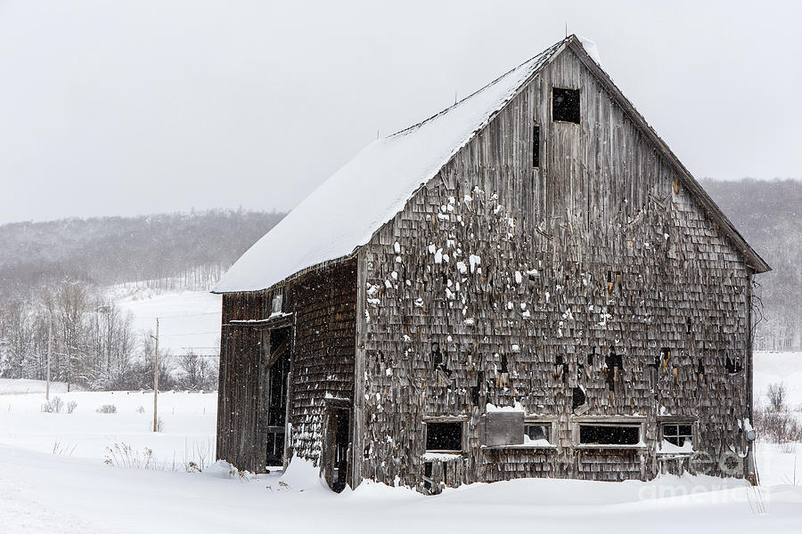 Exit 14 Old Abandoned Wooden Barn Winter Grantham New Hampshire Photograph by Edward Fielding