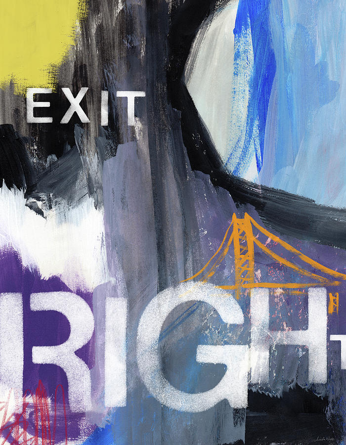 Exit Right- Art by Linda Woods Painting by Linda Woods