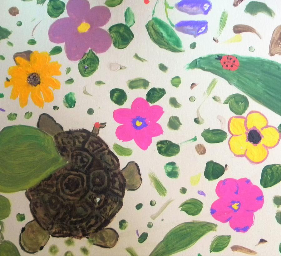 Exiting Turtle Painting by Caroline Henry