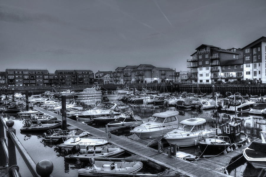 Exmouth Marina Monochrome Photograph by Jeff Townsend