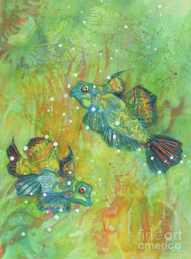 Wildlife Painting - Exotic Mandarin Fish by Sharon Nelson-Bianco