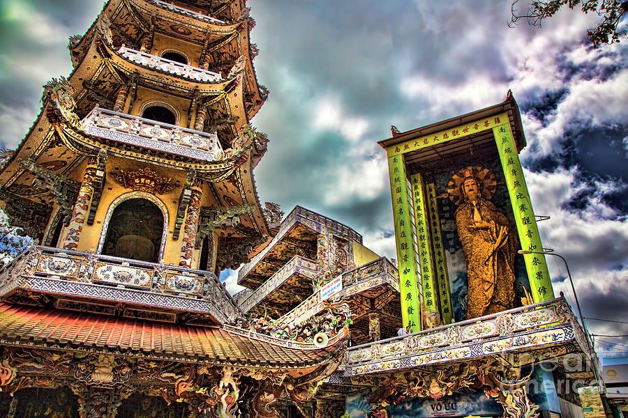 Exotic Pagoda Da Lat  Mosaic  Photograph by Chuck Kuhn