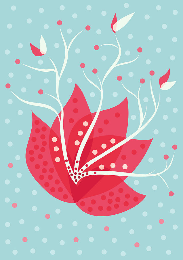 Flower Digital Art - Exotic Pink Flower And Dots by Boriana Giormova