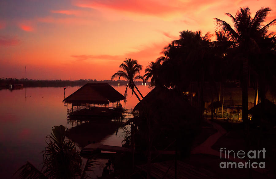 Exotic Sunset Scenery Southern Vietnam Mekong Delta  Photograph by Chuck Kuhn